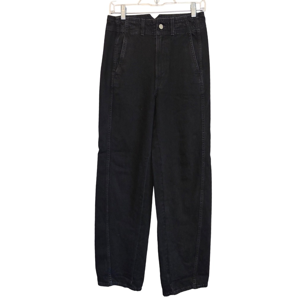 Apiece Apart Meridian Pants Austin Wash Black High Rise Barrel Leg Jeans Size 27